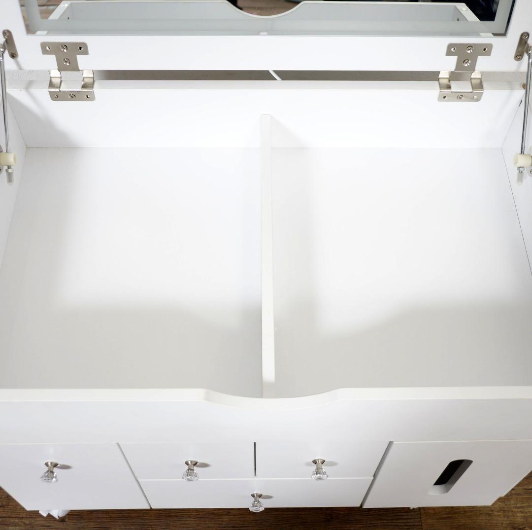 新品・未使用　LEDライト付ドレッサー ロータイプ 伸縮式コスメワゴン