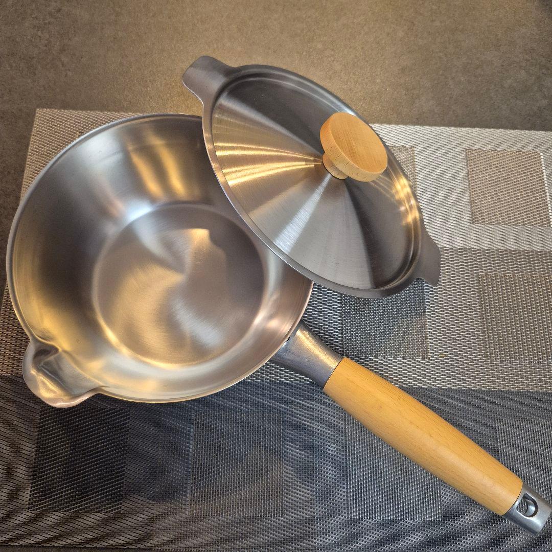 新品 aikata アイカタ 両口ステンレス雪平鍋フタ付き 18cm