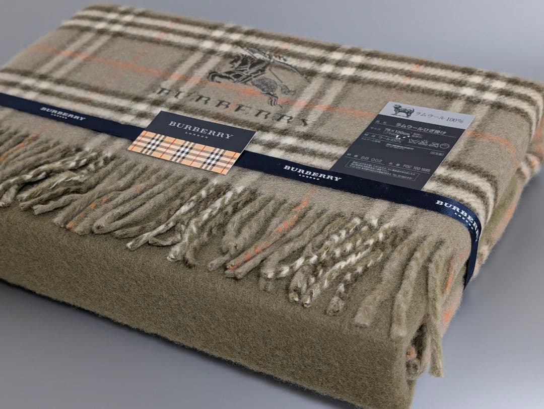 BURBERRY ウールチェックひざ掛け 75×130cm