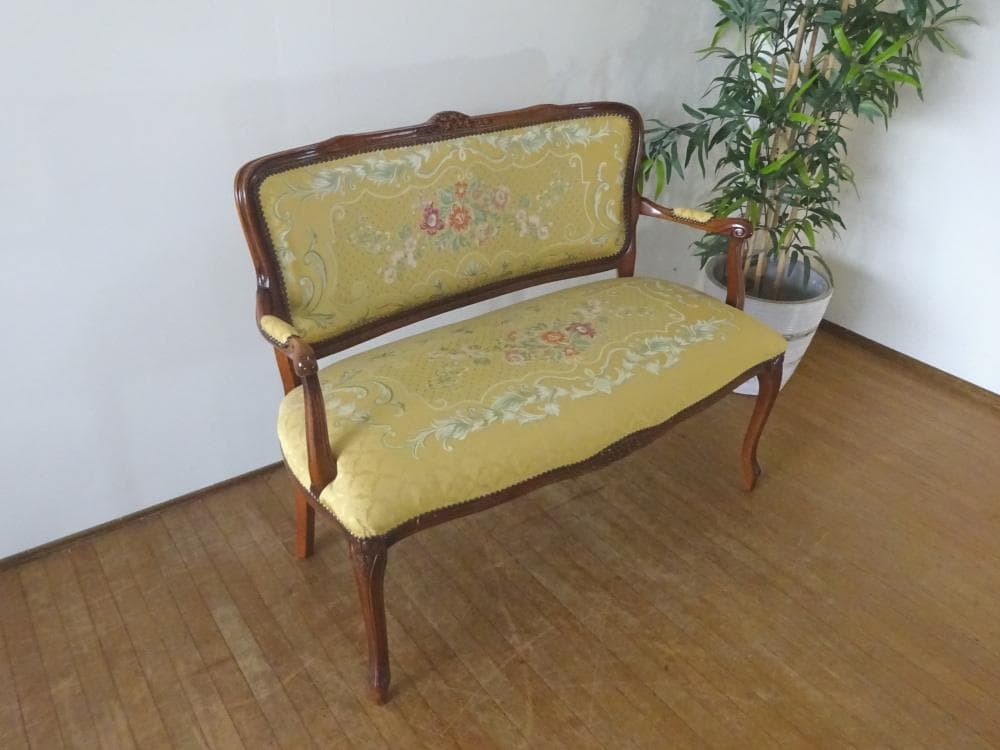 K0406様　イタリア家具　ヨーロピアンアンティーク調　2Pチェア　ラブソファ