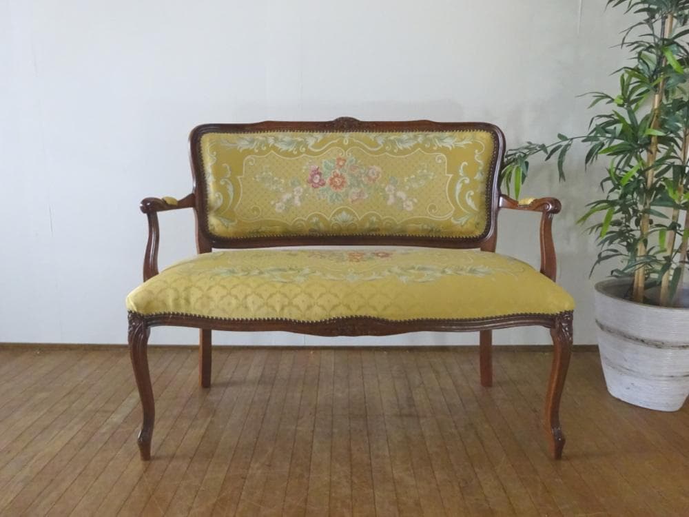 K0406様　イタリア家具　ヨーロピアンアンティーク調　2Pチェア　ラブソファ