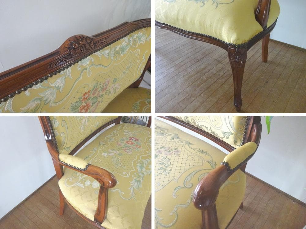 K0406様　イタリア家具　ヨーロピアンアンティーク調　2Pチェア　ラブソファ