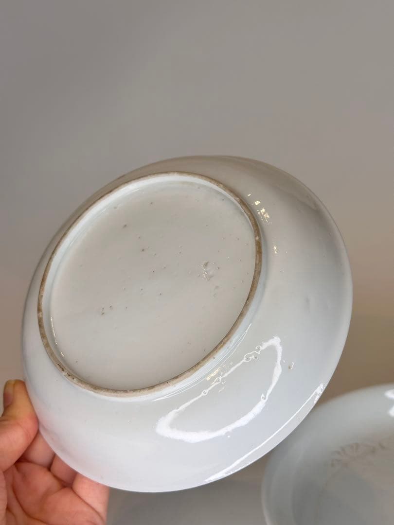 中国 德化窯 暗刻龍文 皿 一対 小傷有り