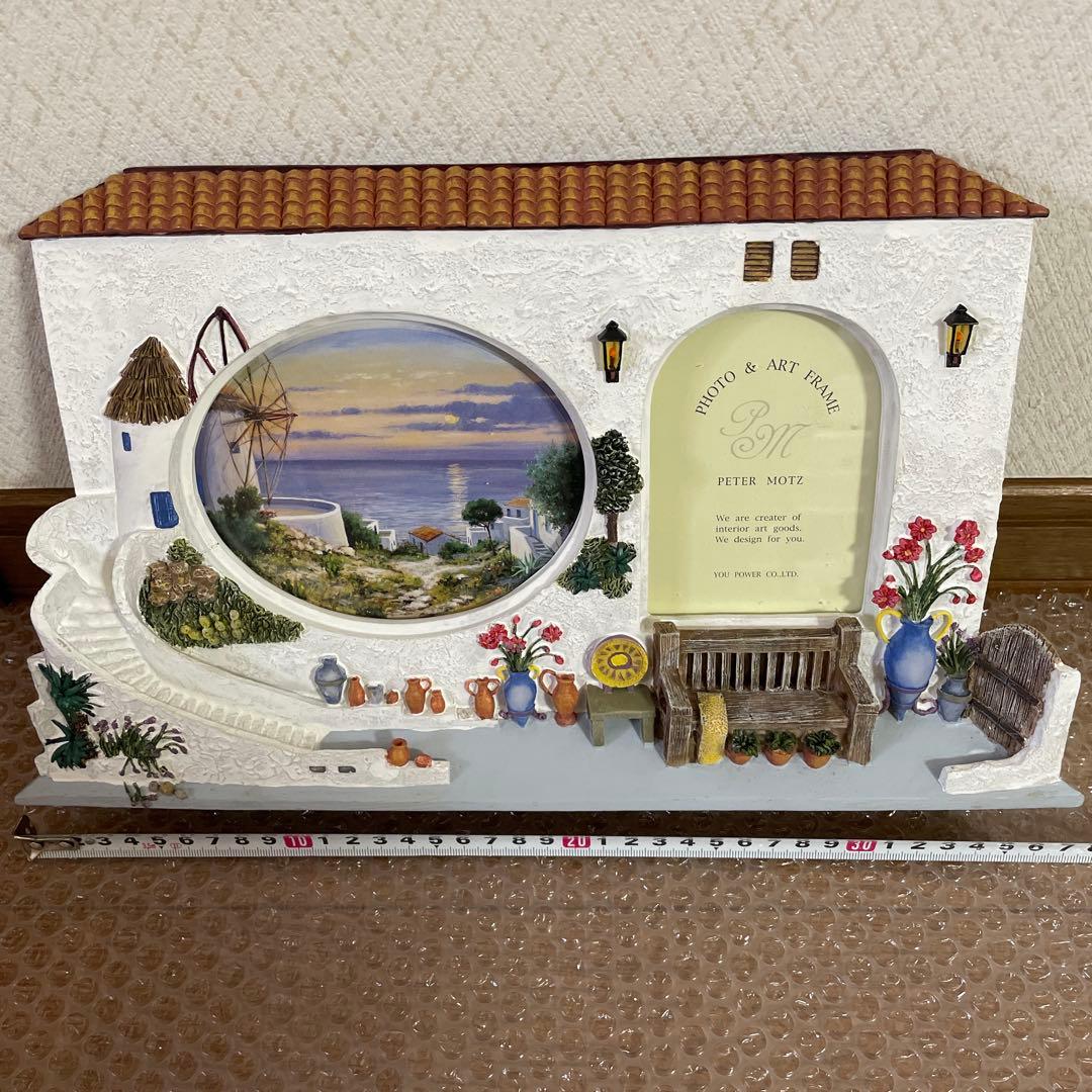 アンティーク　立体フォトフレーム　写真立て　窓　扉　家　花　階段　椅子　絵画