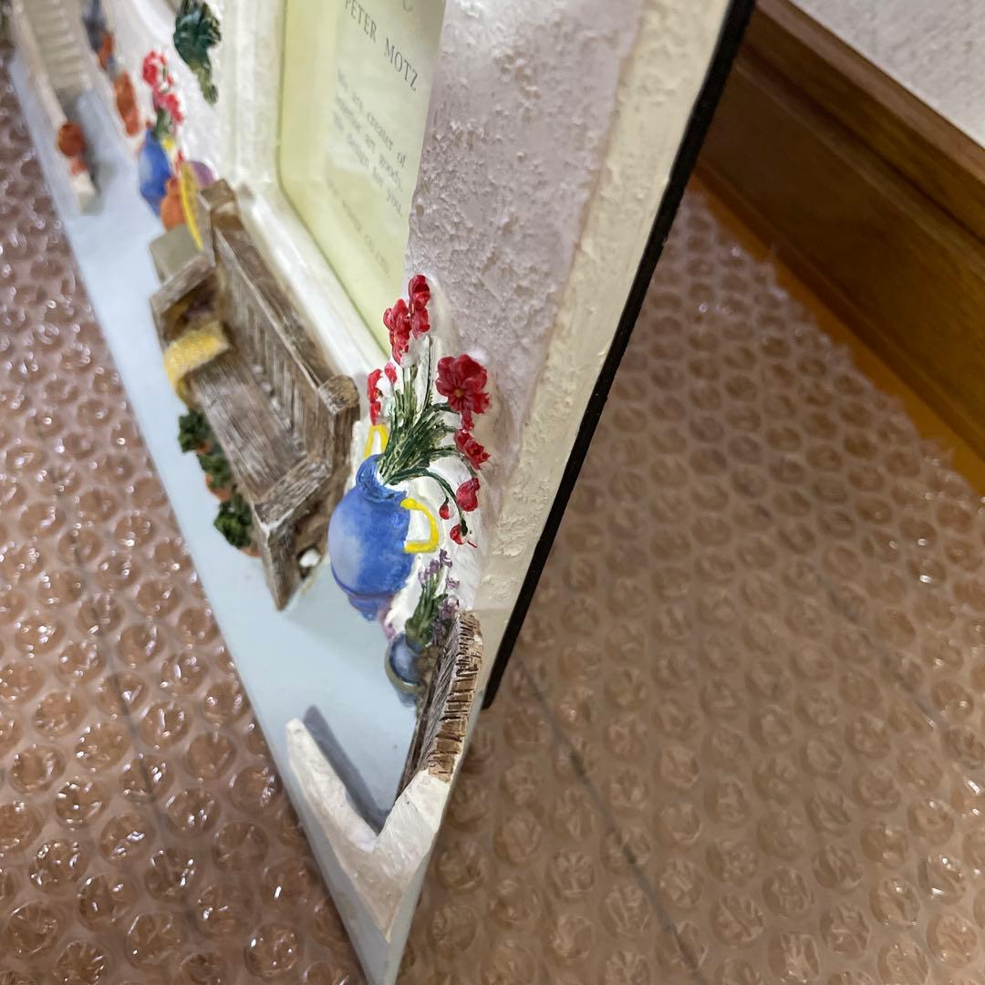 アンティーク　立体フォトフレーム　写真立て　窓　扉　家　花　階段　椅子　絵画