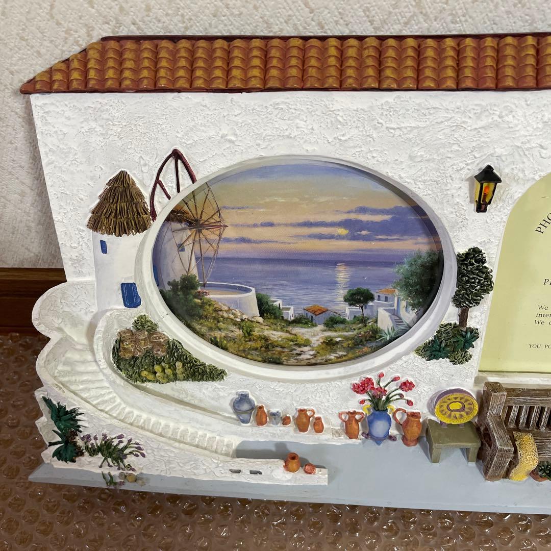 アンティーク　立体フォトフレーム　写真立て　窓　扉　家　花　階段　椅子　絵画