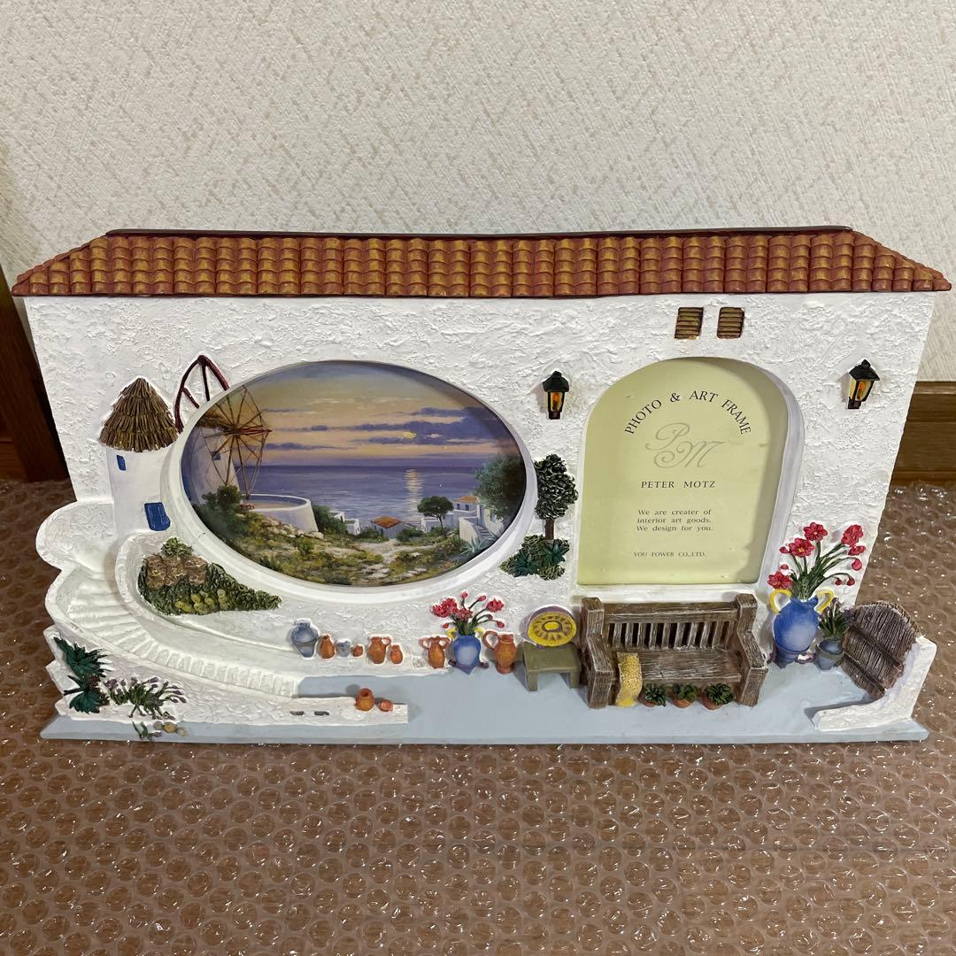 アンティーク　立体フォトフレーム　写真立て　窓　扉　家　花　階段　椅子　絵画