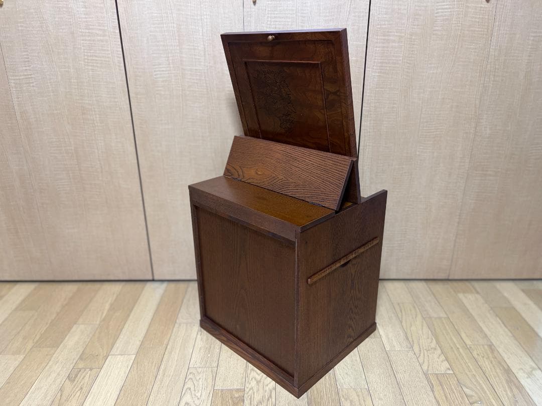 【新品】函鏡台 欅 回転鏡 和風 メイクボックス コンパクトドレッサー