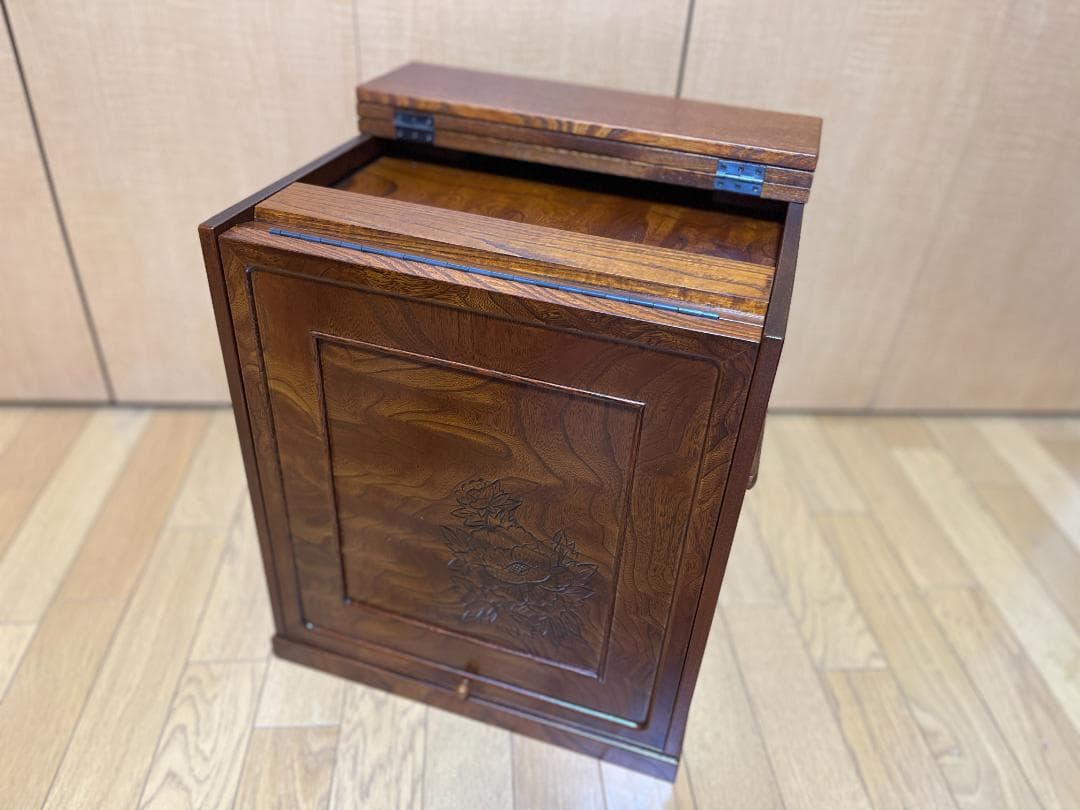 【新品】函鏡台 欅 回転鏡 和風 メイクボックス コンパクトドレッサー
