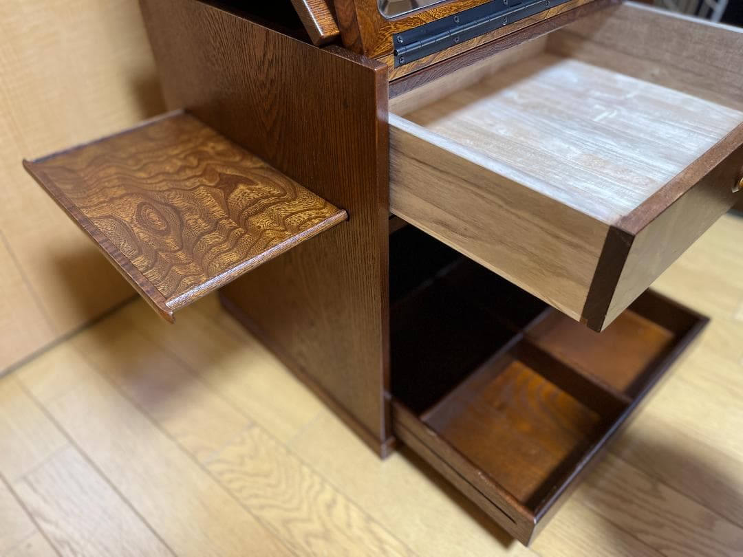 【新品】函鏡台 欅 回転鏡 和風 メイクボックス コンパクトドレッサー