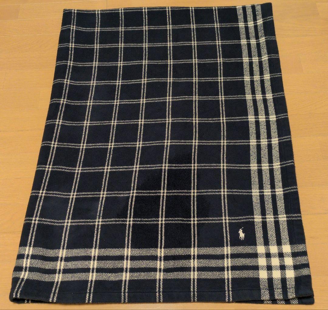 Ralph Laurenチェック柄　綿毛布ブランケット シングルサイズネイビー