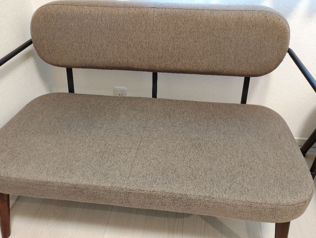 3点 スチールフレームソファ2人掛け＋オットマン 異素材 アイリス