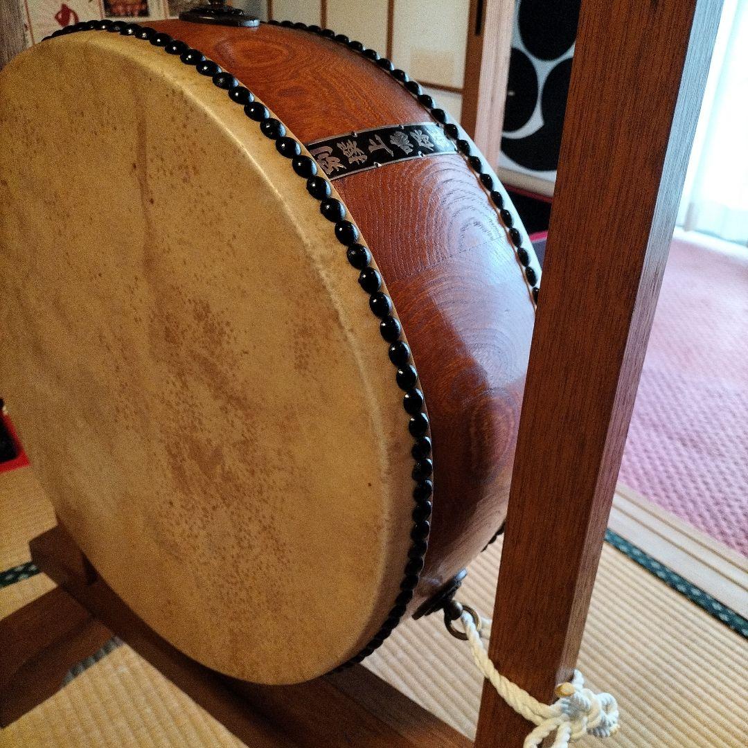 和太鼓　平胴太鼓　鳥居台付き　1.5尺 約45cm 中古良品
