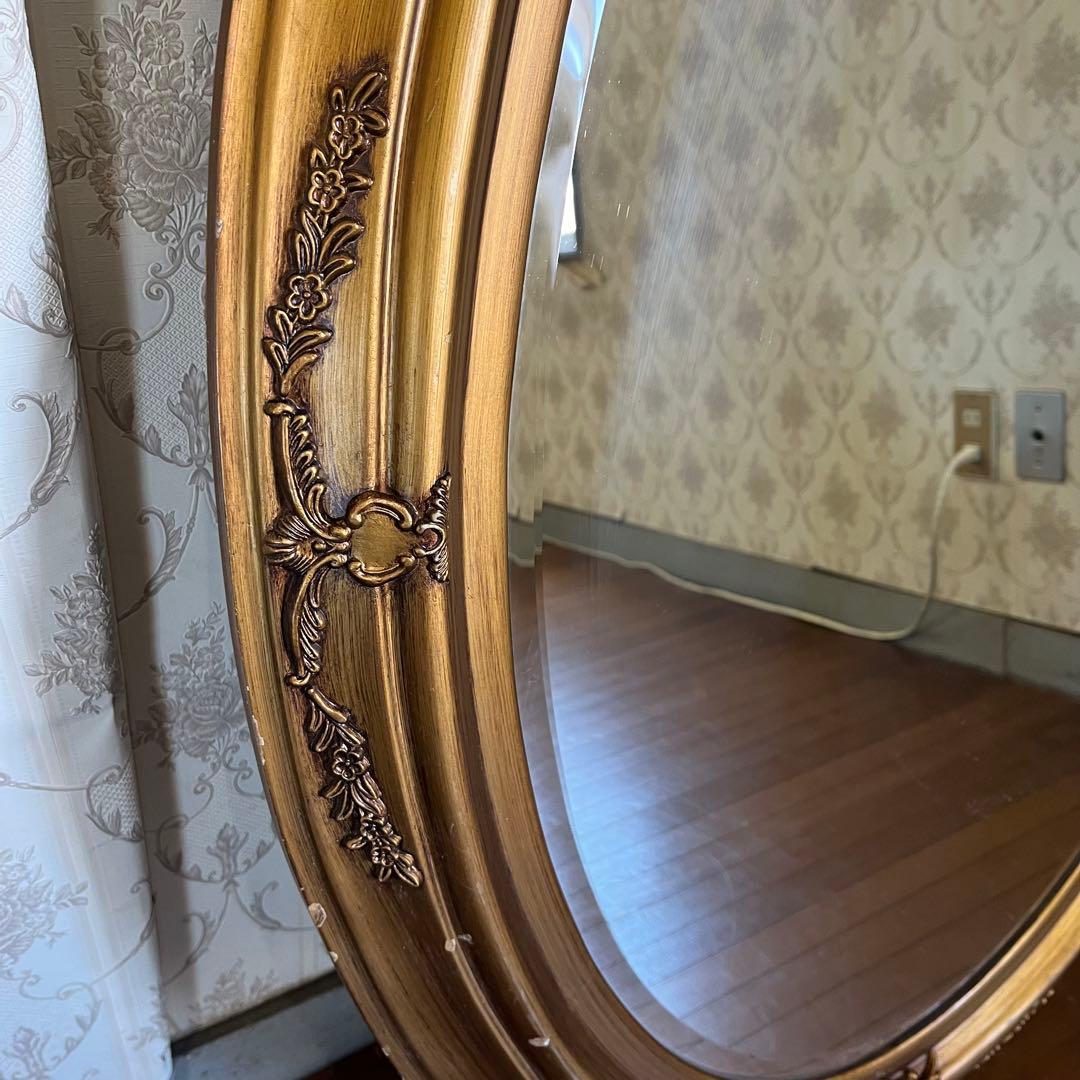 【アンティーク】ロココ調 壁掛け鏡 ウォールミラー ヨーロピアン 古道具 古民家