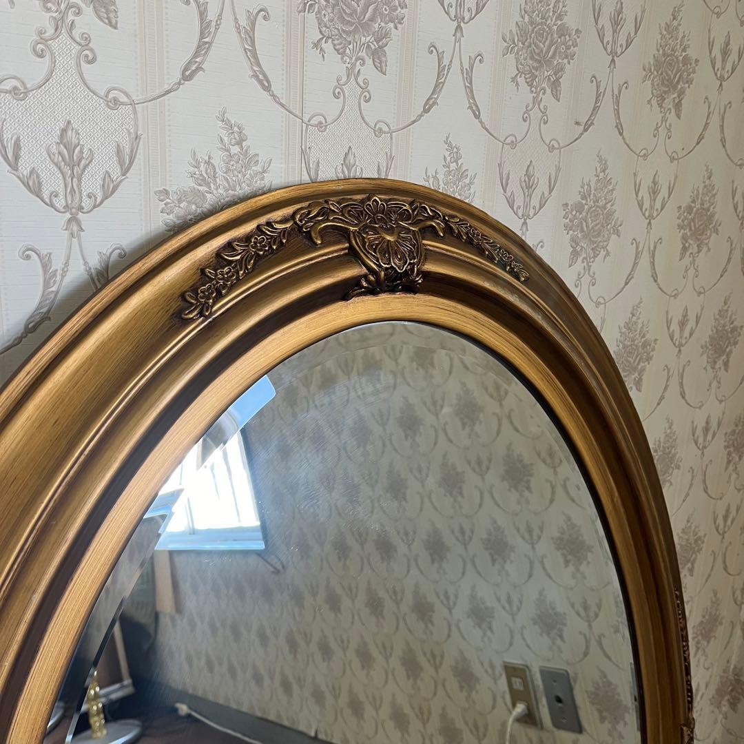 【アンティーク】ロココ調 壁掛け鏡 ウォールミラー ヨーロピアン 古道具 古民家