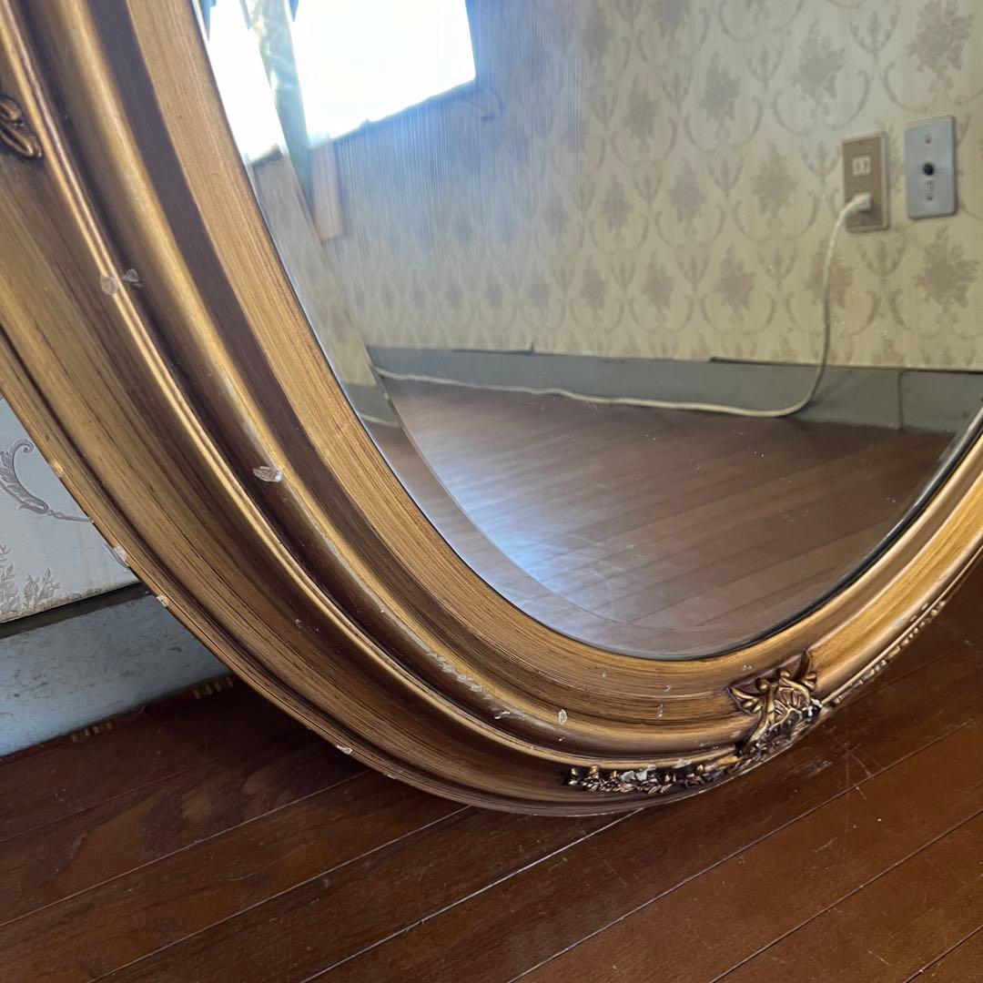 【アンティーク】ロココ調 壁掛け鏡 ウォールミラー ヨーロピアン 古道具 古民家