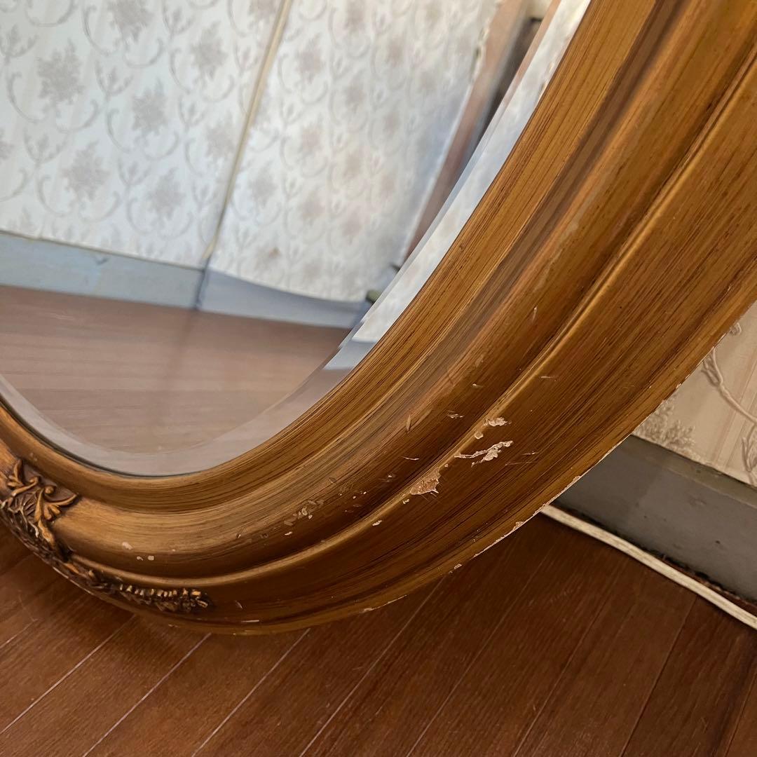 【アンティーク】ロココ調 壁掛け鏡 ウォールミラー ヨーロピアン 古道具 古民家