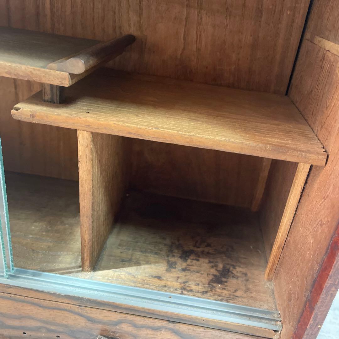 【値下げ】木製ガラスケース 引き出し　取手　アンティーク　ショーケース　卓上