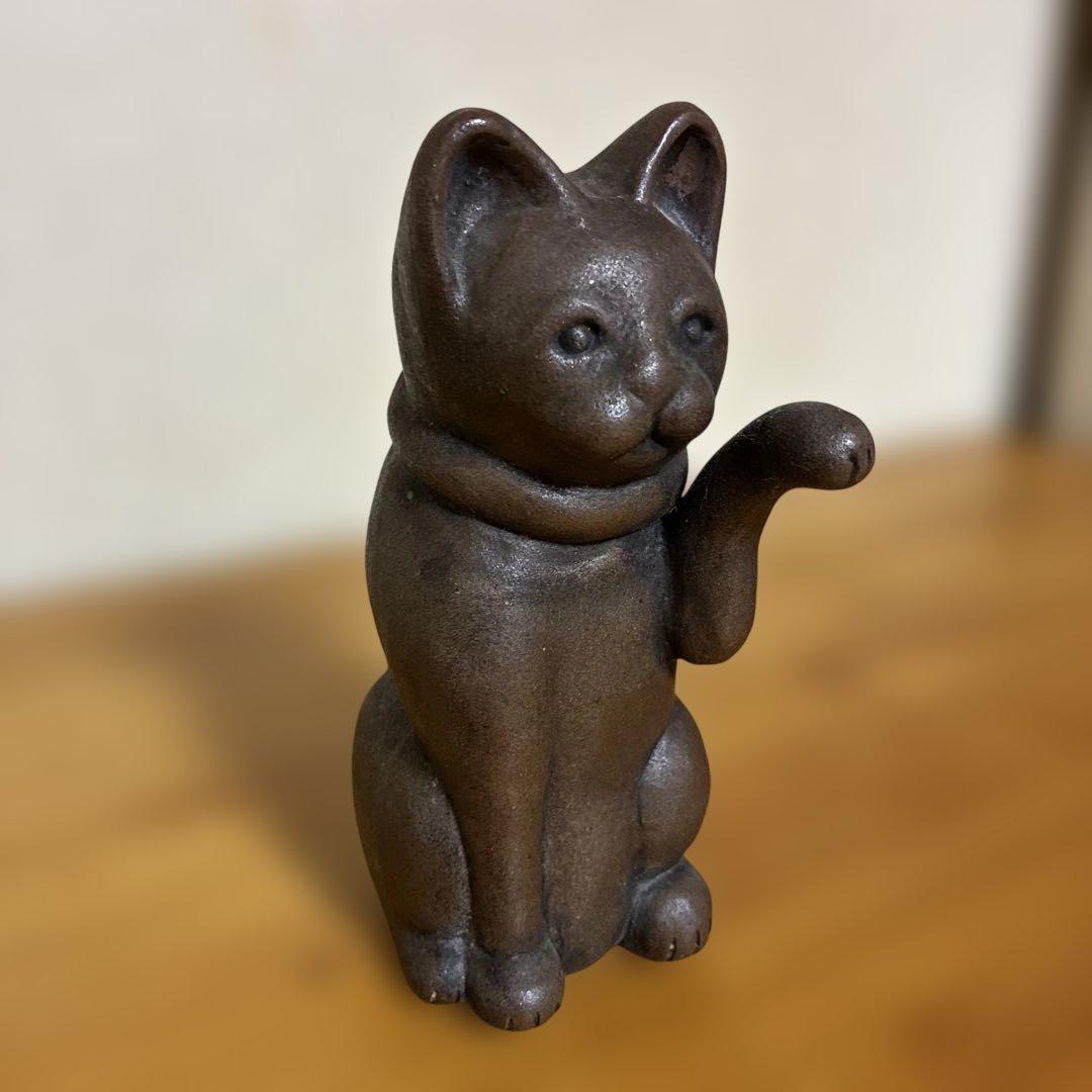 備前焼　ねこ（招き猫）　古美術