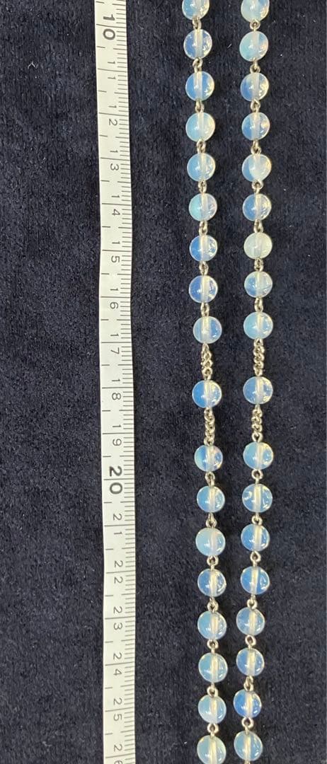 ロザリオネックレス　合成オパール　手編みロザリオ　長崎編み