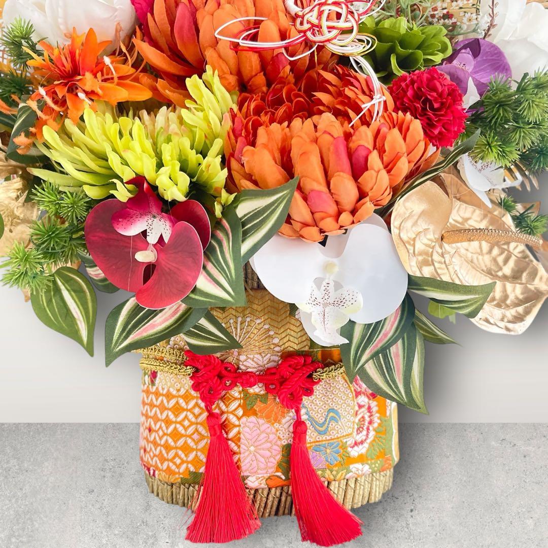 【特大サイズ 正月アレンジメント】 扇と松が描く迎春の華｜和モダン・豪華お正月