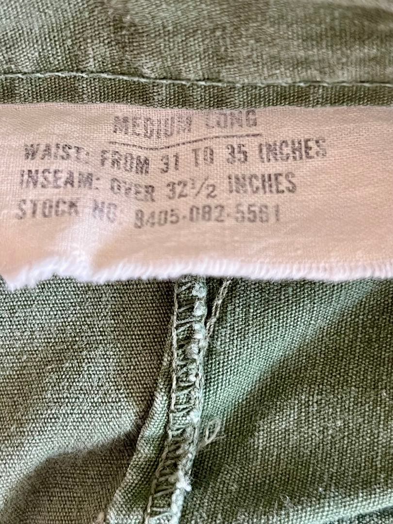 '67 ジャングルファティーグ Pantsノンリップ3rd U.S.ARMY