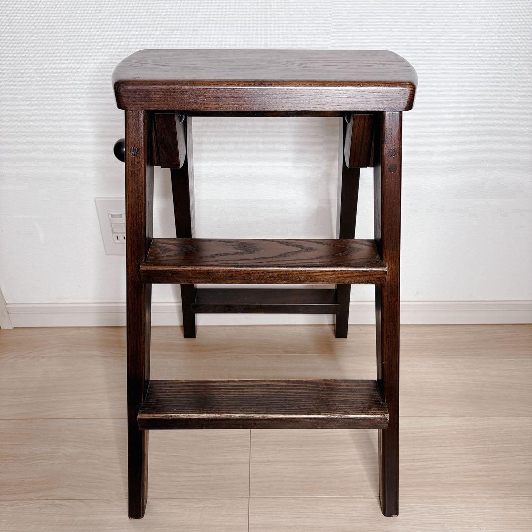 ステップスツール　腰掛けスツールと脚立の2wayスツール　天然木