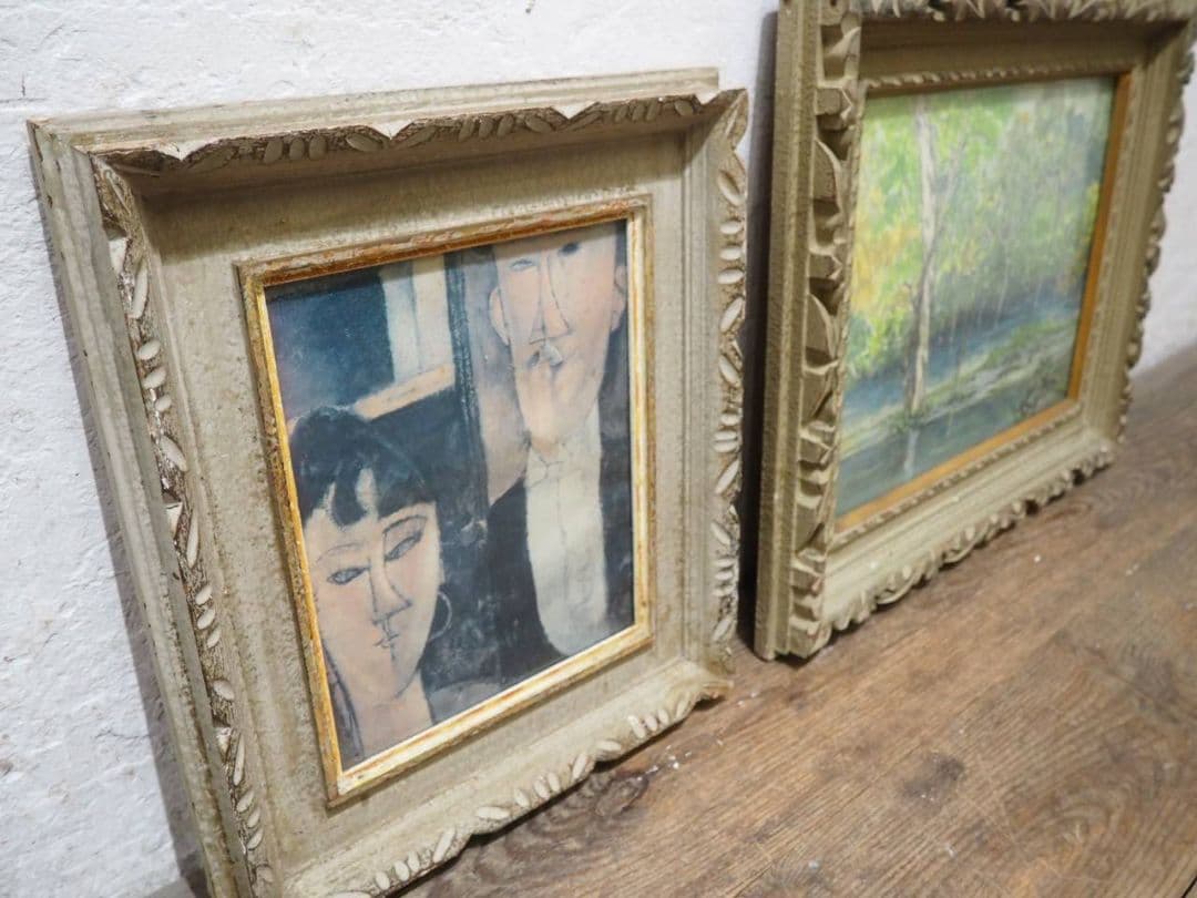 1413 レトロな額縁 2枚セット F3 F6 アートフレーム 油彩 水彩 画材