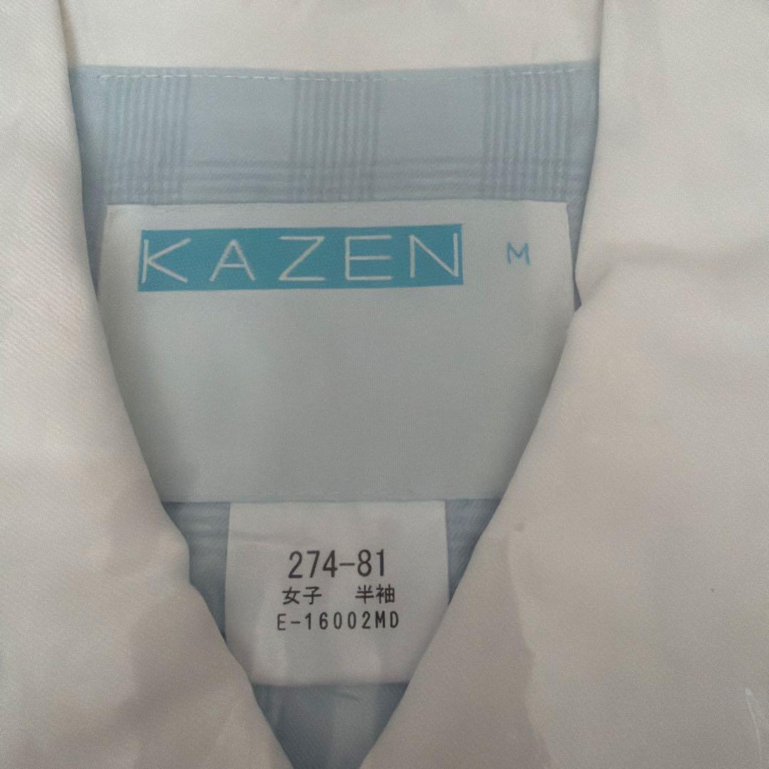 KAZEN 半袖ジャケット　女性用 Mサイズ 水色シャドーチェック柄