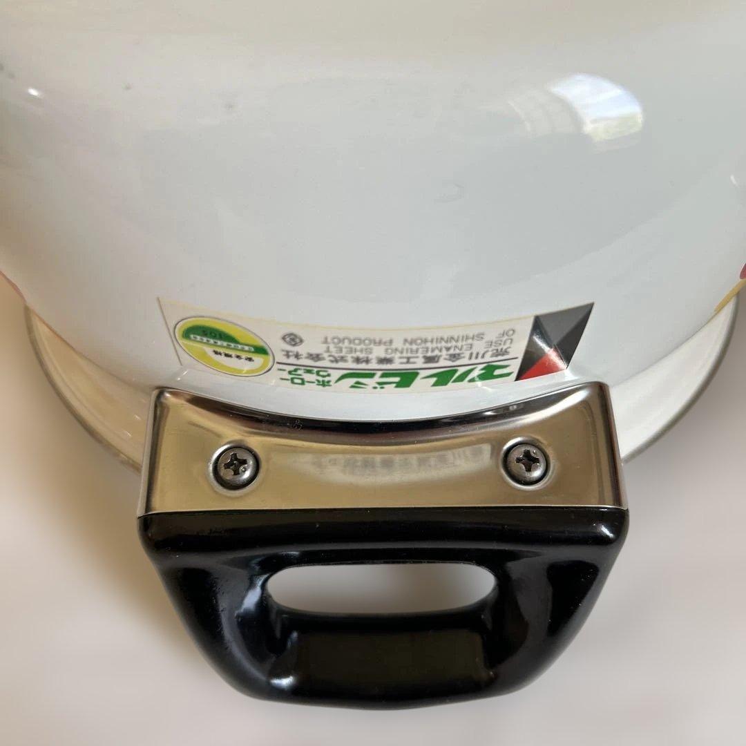 未使用 マルビシ 昭和レトロ フラワー柄　ホーロー両手鍋