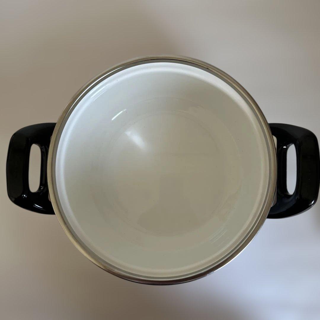 未使用 マルビシ 昭和レトロ フラワー柄　ホーロー両手鍋