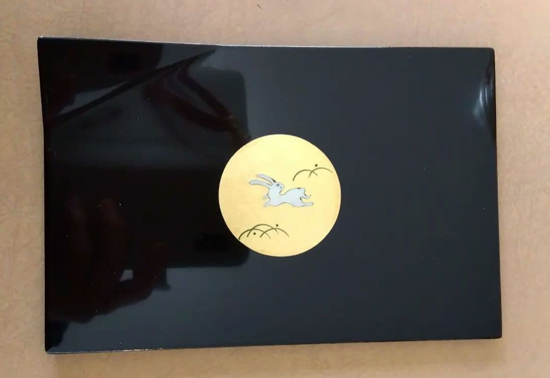 高岡漆器　銘々皿　うさぎ本金　5枚セット　螺鈿師　武蔵川義則氏