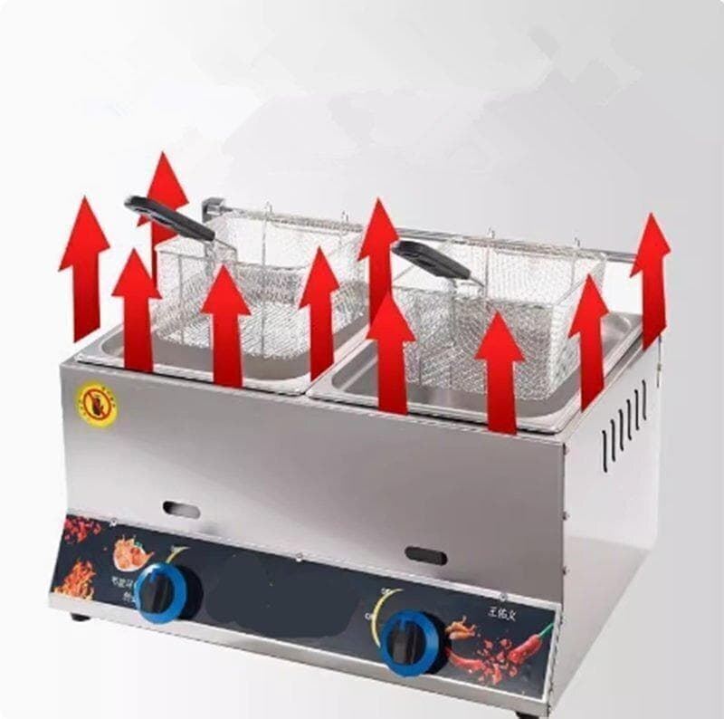 大型ガスフライヤー 8L+8Lダブルシリンダー LPガス用
