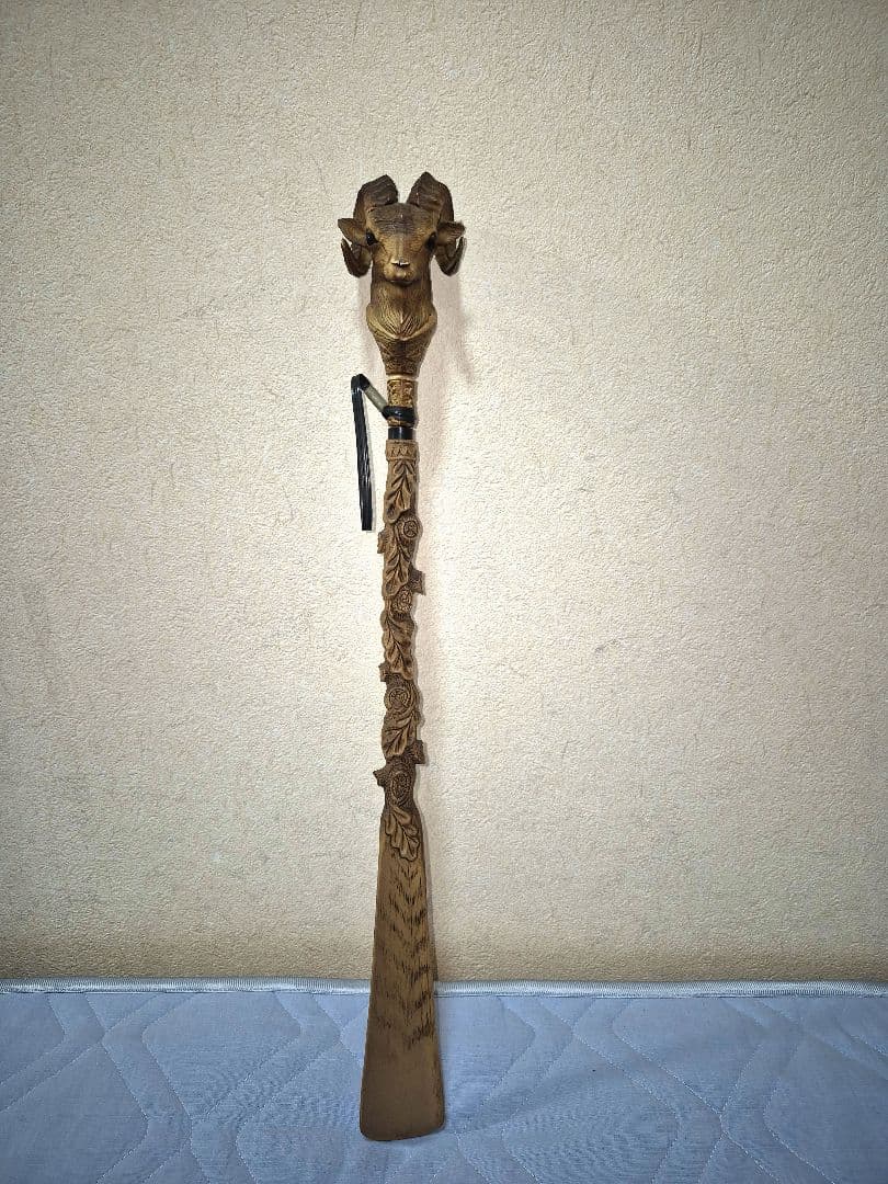 海外のお土産♡ドイツの細部彫刻靴べら、1940年、木彫り 羊？