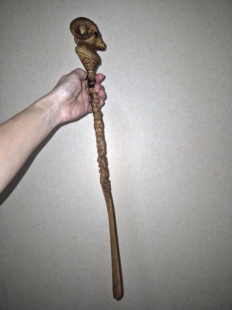 海外のお土産♡ドイツの細部彫刻靴べら、1940年、木彫り 羊？