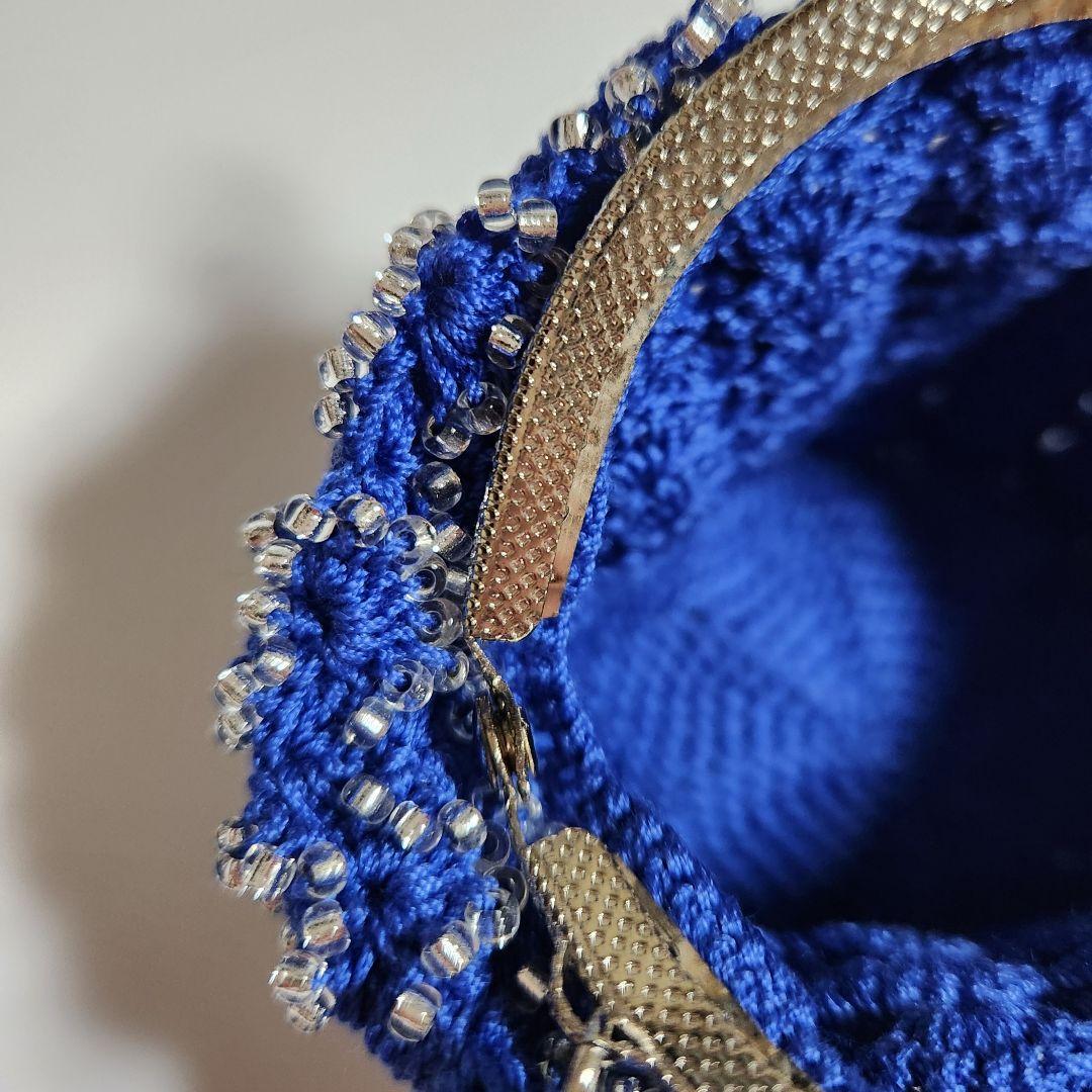 新品未使用 kinaka キナカ ガラスビーズ がま口 財布 小物入 青 ブルー