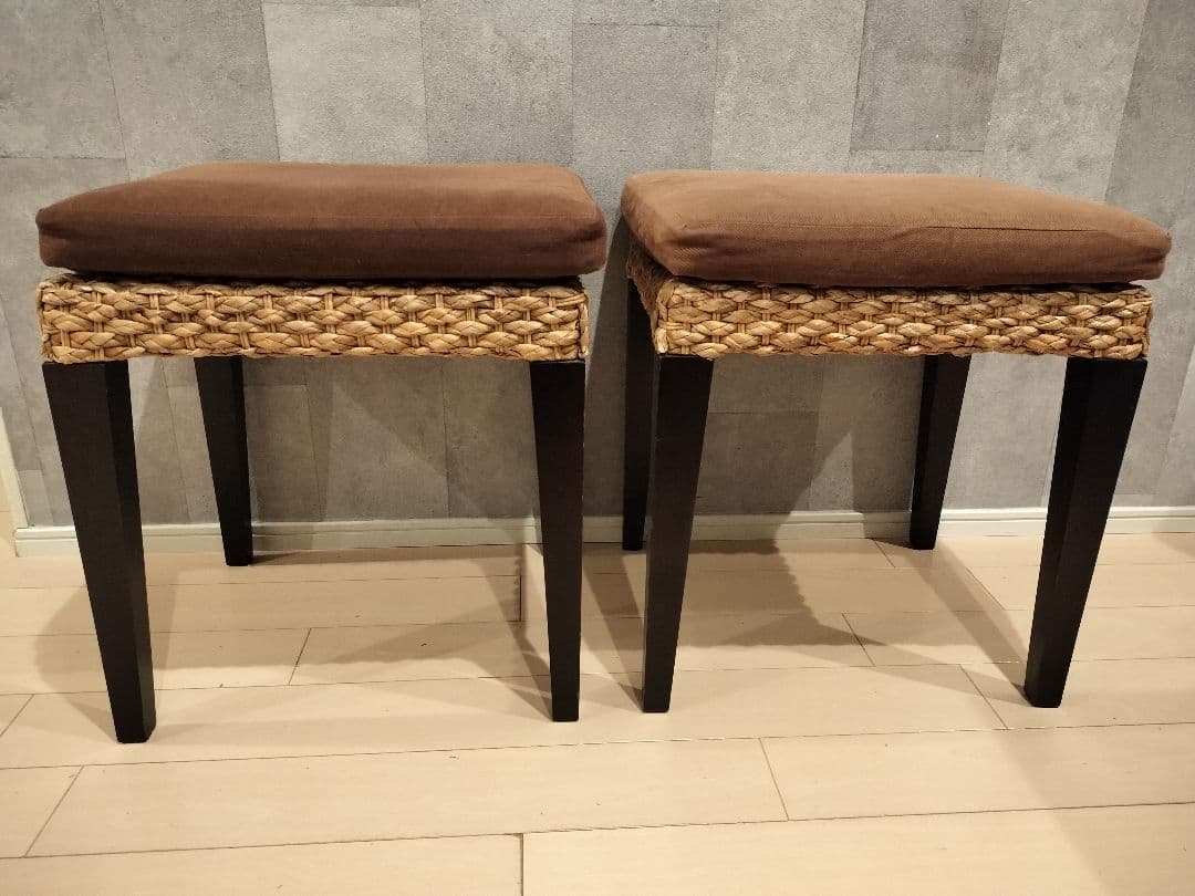 ウォーターヒヤシンス　2脚セット　スツール チェア レトロ/アジアンテイスト