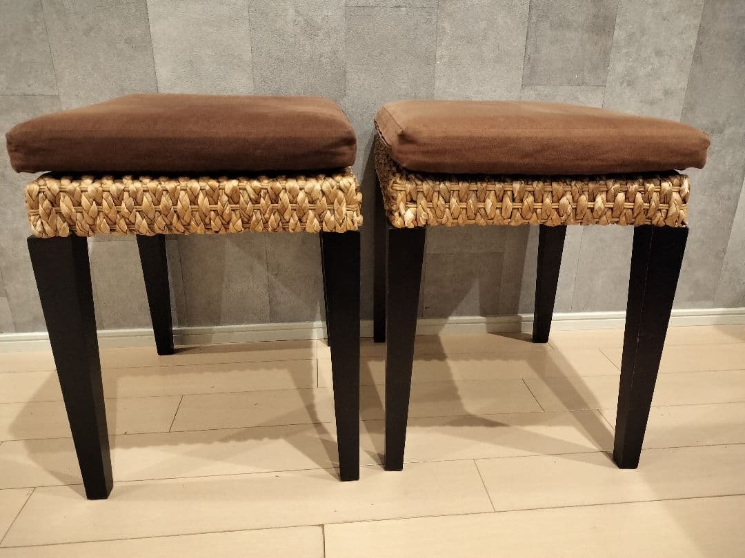 ウォーターヒヤシンス　2脚セット　スツール チェア レトロ/アジアンテイスト