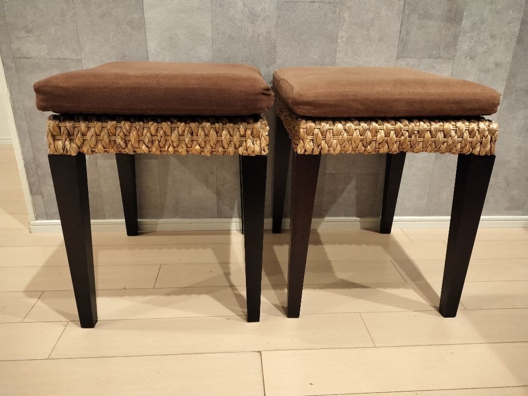 ウォーターヒヤシンス　2脚セット　スツール チェア レトロ/アジアンテイスト