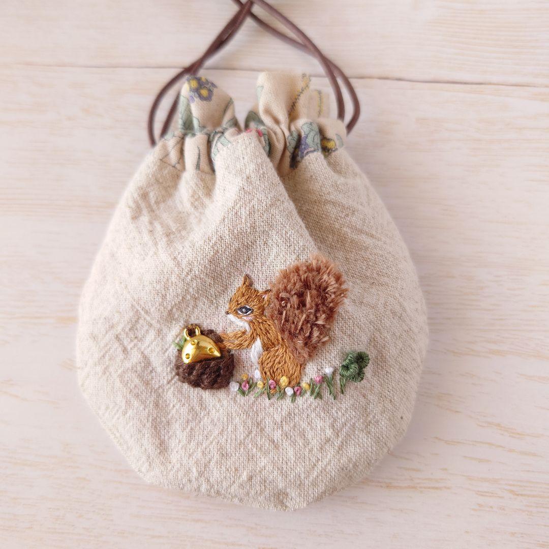 ちっちゃな巾着 サシェ M ／詰替タイプ【リス君のバスケット】
