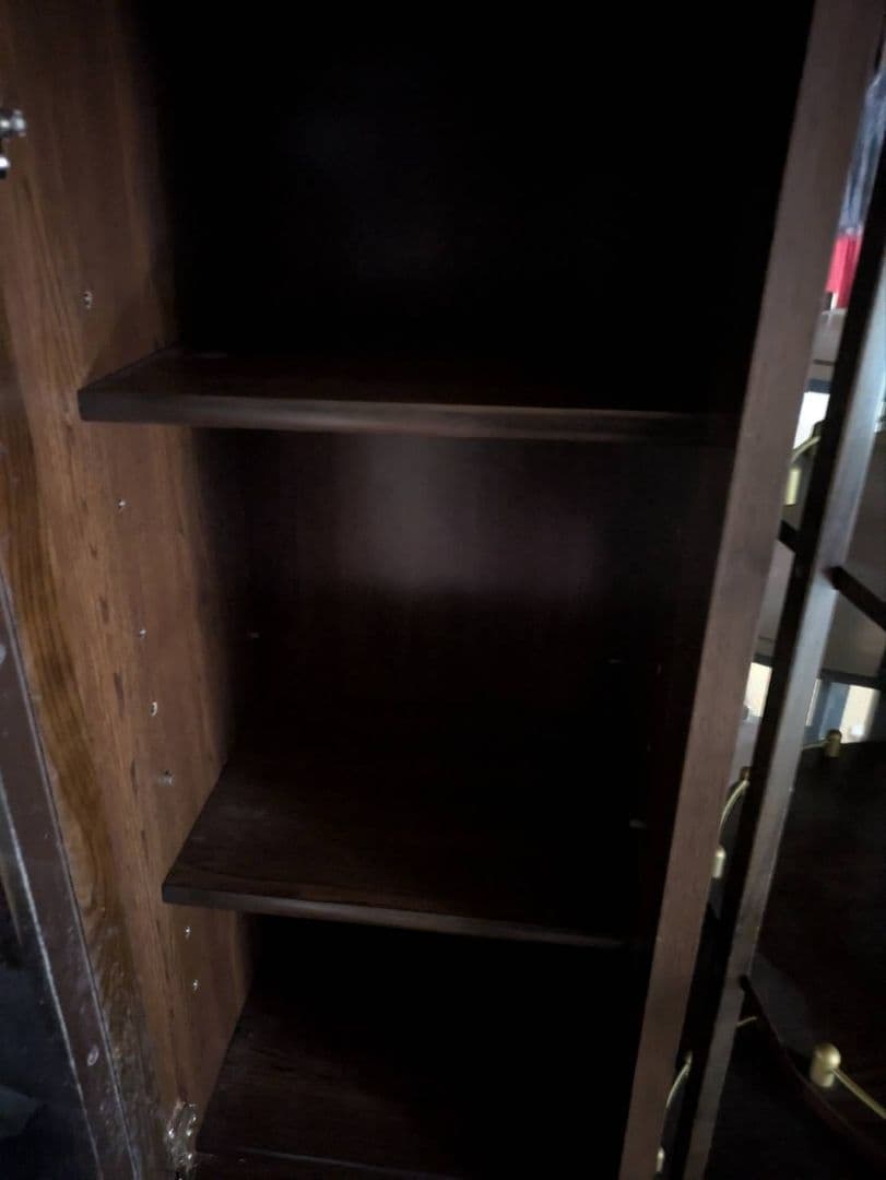 木製ガラスキャビネット 引き出し付き