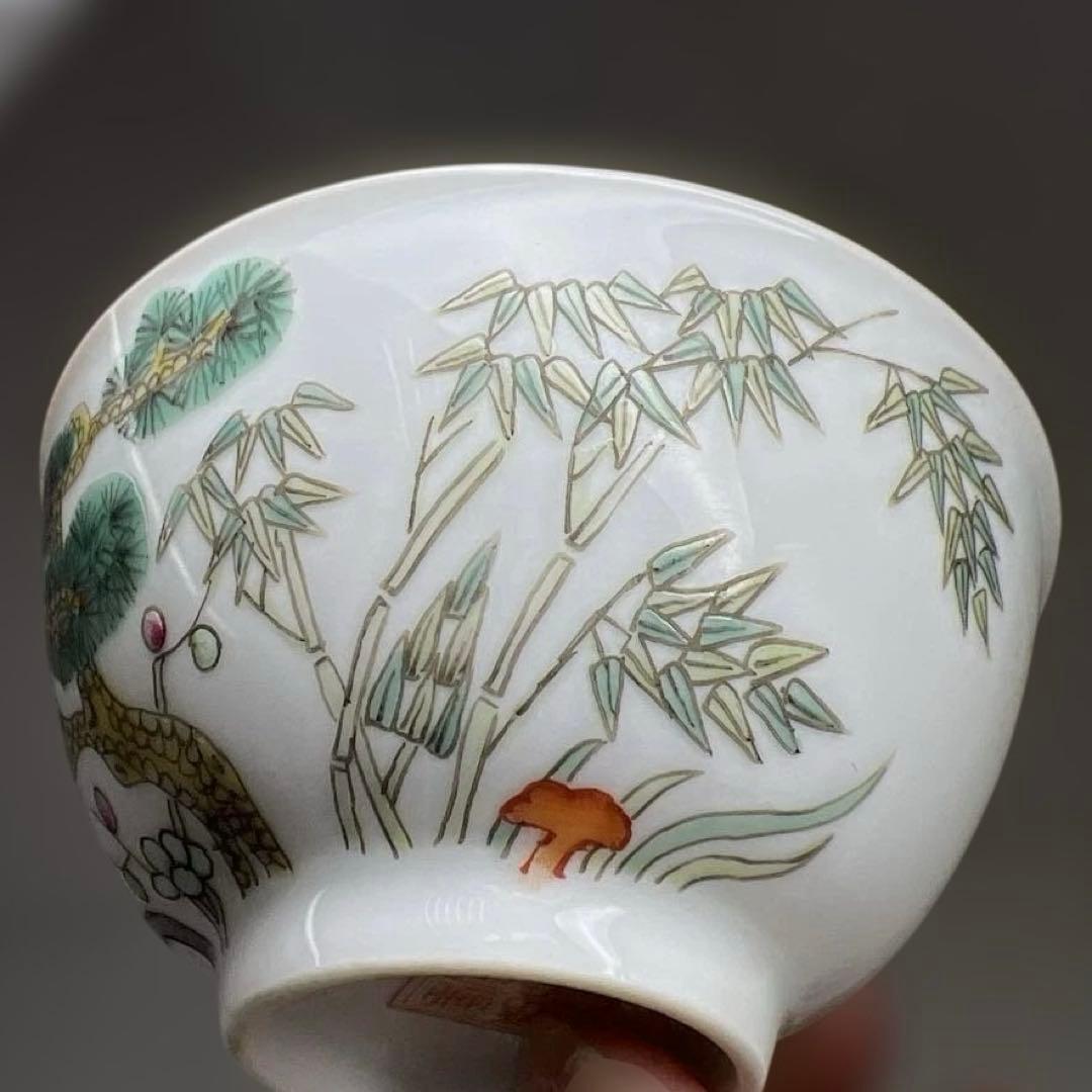 中国清時代 同治年製粉彩 煎茶碗5客 口径約6.5㎝ 東