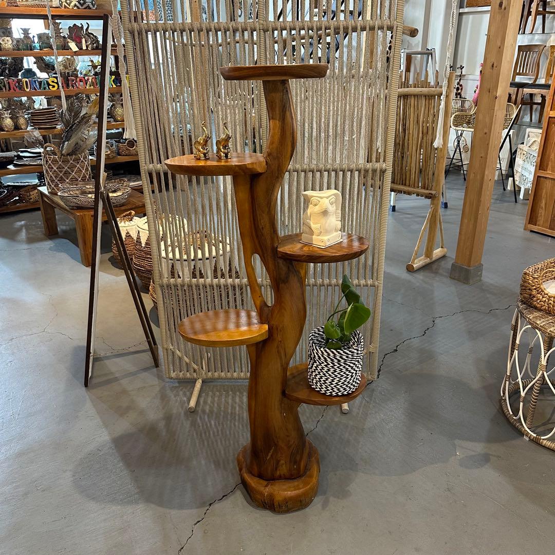 【訳あり】バリ島モンキーポッド無垢材飾り棚h140cm通常99,000円がなんと