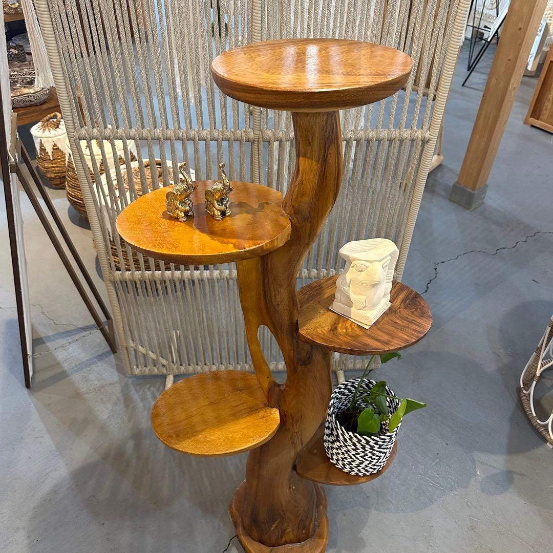 【訳あり】バリ島モンキーポッド無垢材飾り棚h140cm通常99,000円がなんと