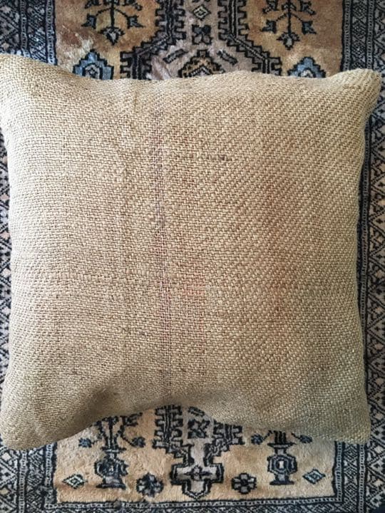 ビンテージラグ　トルコラグ　麻袋　オールドヘンプ　くすみライン　大きめ