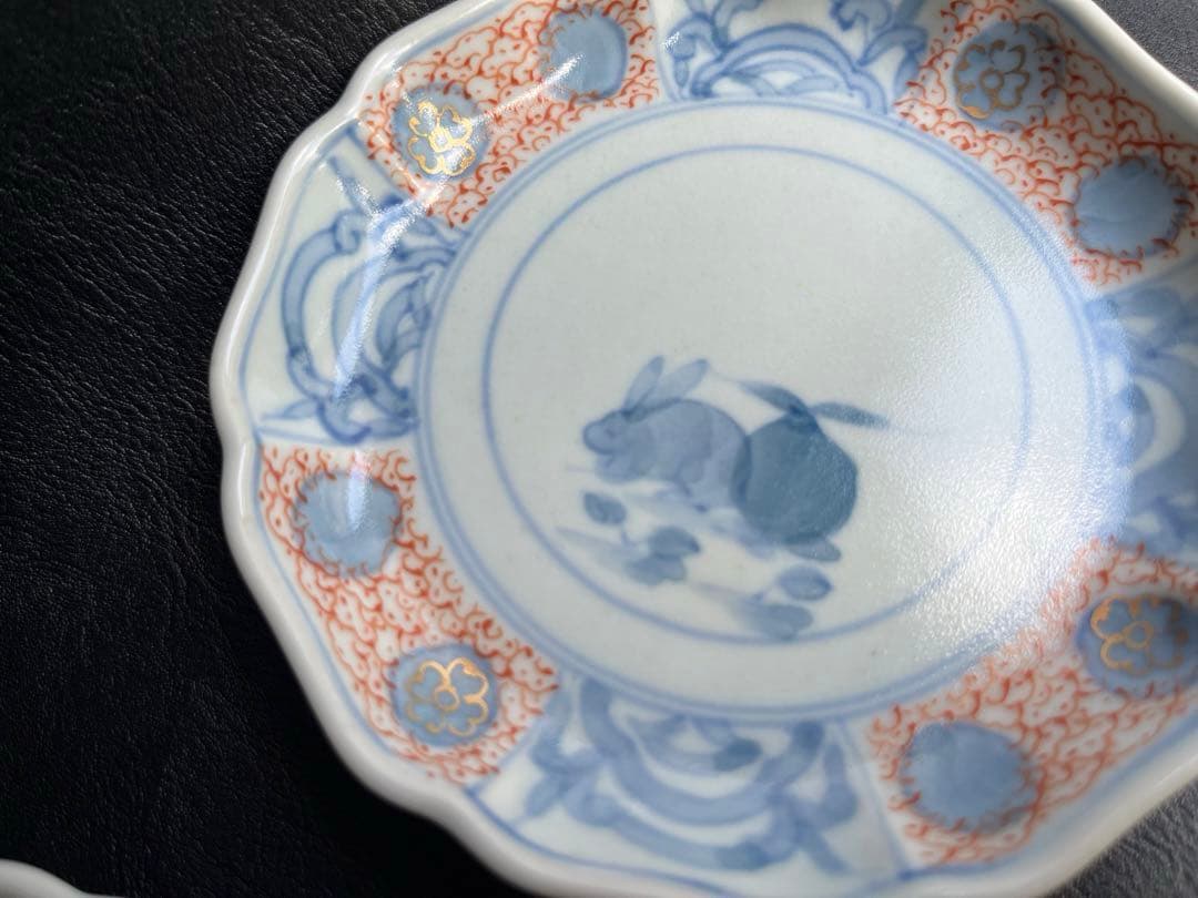 文青窯　文青　小皿　5枚　4寸皿　うさぎ