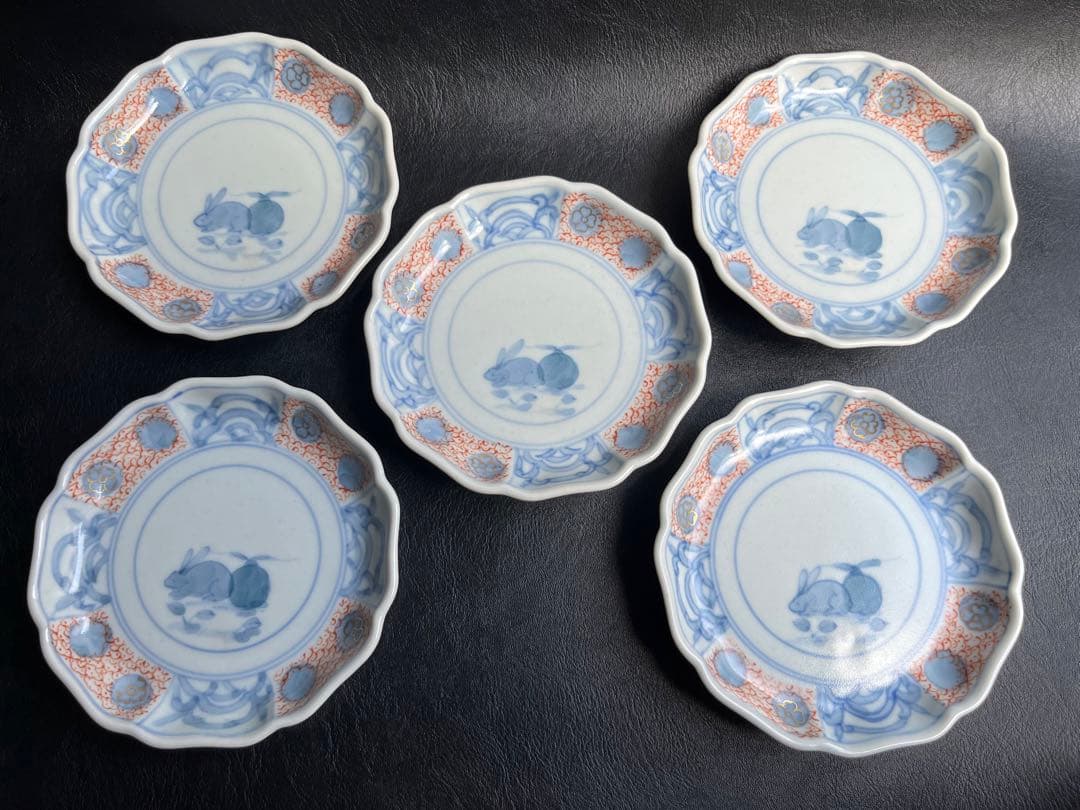文青窯　文青　小皿　5枚　4寸皿　うさぎ