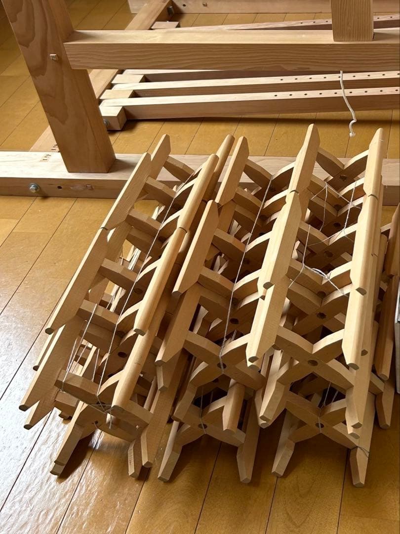 織機 稲垣機料 ろくろ式 4枚綜絖 整経台 糸枠つき 手織り