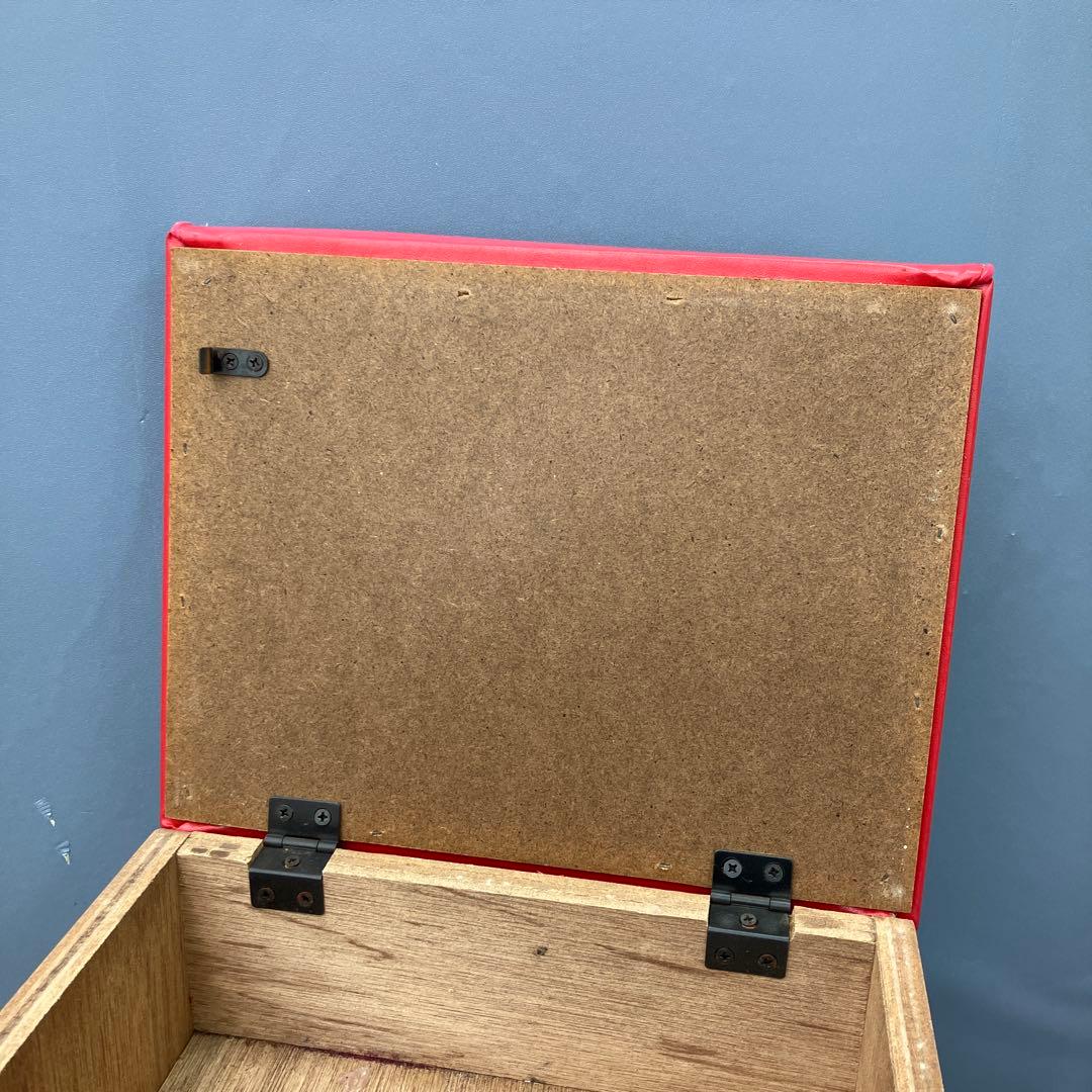 A-3 昭和レトロ 収納付き スツール ピアノ椅子 レッド 角椅子 イス チェア