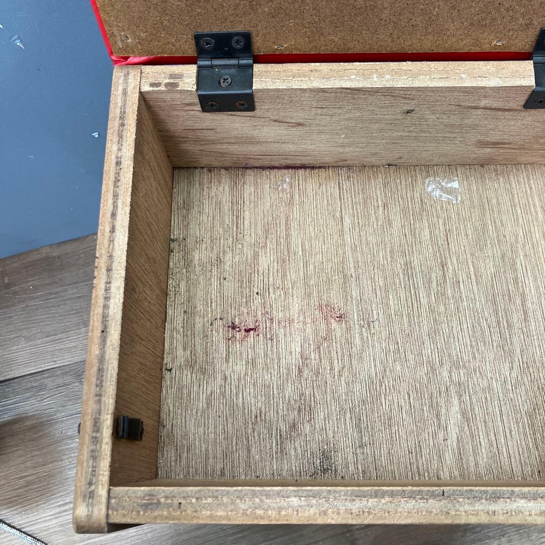 A-3 昭和レトロ 収納付き スツール ピアノ椅子 レッド 角椅子 イス チェア